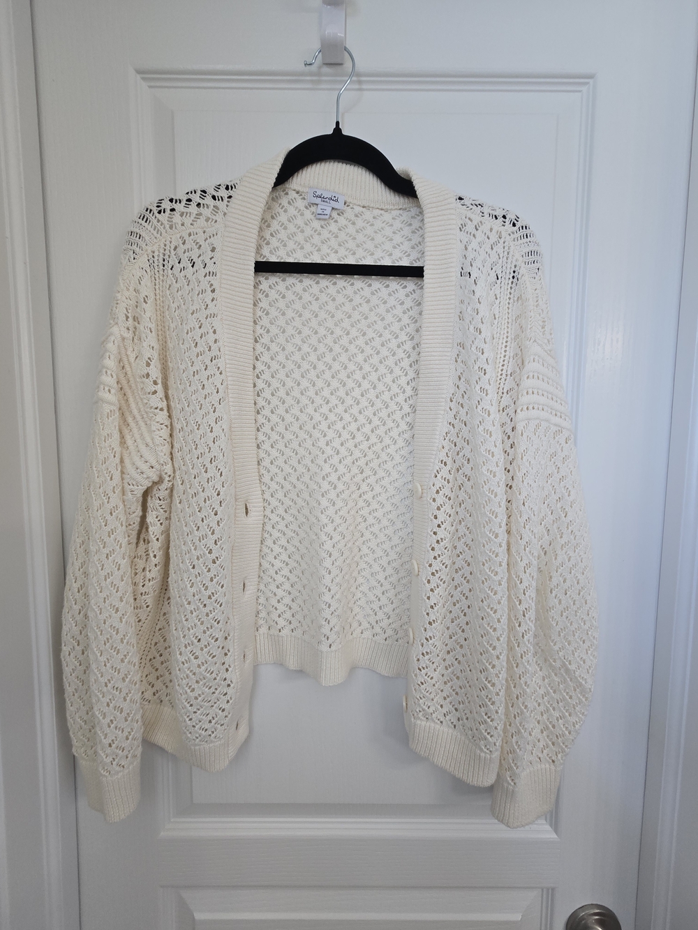Splendid Ivory Open Knit Button Front Cardigan Sweater Size Small
